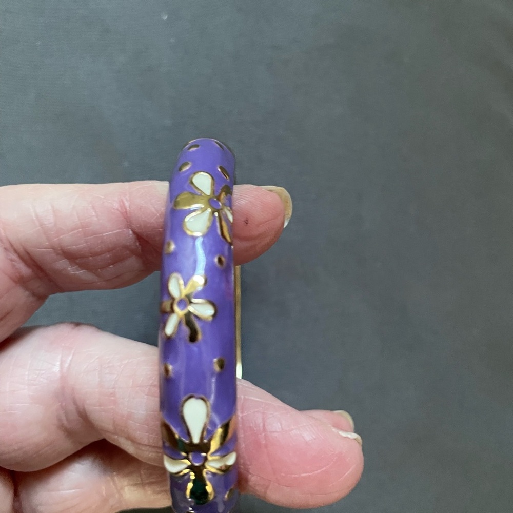Purple Floral Bangle Bracelet - Picture 2 of 2